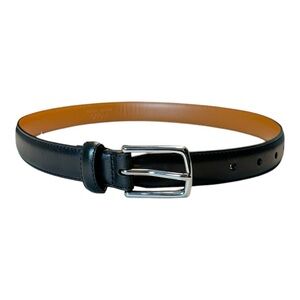 NWT Polo Ralph Lauren Boy’s Sz 24 Classic Black Leather Belt Silver Buckle